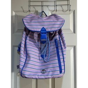 Vimmia Knit Pattern Backpack Blue Pink Orange Athletic Drawstring Buckle Bag